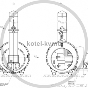 Чертеж фронта котла КВ 300 топливо уголь, дрова