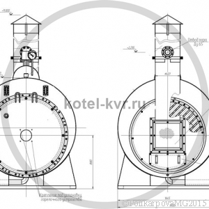 Чертеж фронта котла КВ 500 топливо газ, мазут, дизель