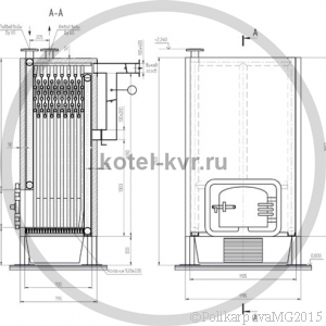 Чертеж котла без дымососа 170 кВт