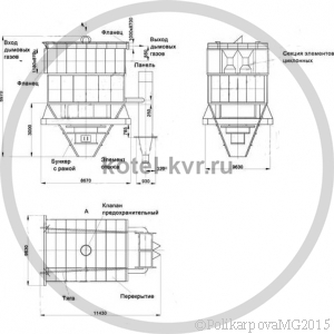 Чертеж циклона БЦ-512-Р-6-(12x12)