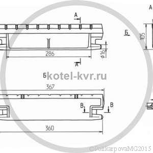 Чертеж колосника (узкого) 00.1603.056 (6.30.26)